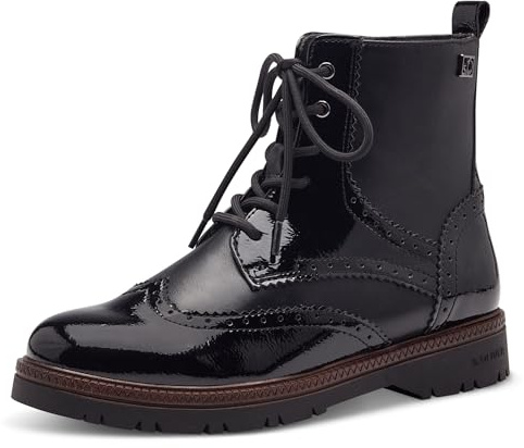 s.Oliver Damen Schnürstiefel ohne Absatz mit Reißverschluss Vegan, Schwarz (Black), 36 EU