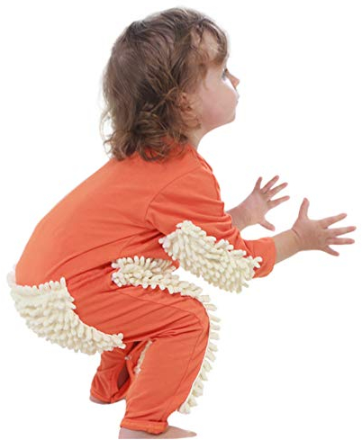 DUHGBNE Bebé bebé gatear mameluco niña Jumpui sólido bebé Mop mameluco y Jumpang felpa pijamas bebé, naranja, 12-18 Months