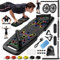MQRW Planche de pompes, salle de sport à domicile, équipement d'exercice portable, barre de pilates et 20 accessoires de fitness avec bandes de résistance et roue abdominale, entraînement complet du