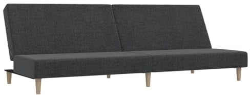 vidaXL Schlafsofa 2-Sitzer, Sofa mit Holzrahmen, Schlafcouch für Wohnzimmer Heimkino Büro, Couch Sofabett Tagesbett Gästebett, Dunkelgrau Stoff