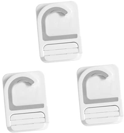 Warmhm Wall Mounted Broom Holder Mop Hanger Strong Adhesive Clips White 3pcs Traceless Mop Organizer for Kitchen Garage Bathroom Storage