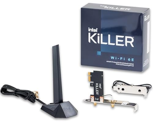 Intel® Killer™ Wi-Fi 6E AX1675 Tri-Band PCIe WLAN Karte PC Netzwerkkarte mit Antenne, 2.4 Gbps und 2.4/5/6 GHz WiFi Card Bluetooth 5.3 Modul
