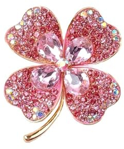 Lucky Green Vierblättriges Kleeblatt Brosche Strass Grün Kleeblatt Brosche Pin Strass Irische Vier Glück CZ Blatt L Kleeblatt, 1 PC