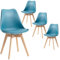 TTATC Lot de 4 Chaises de Salle à Manger avec Pieds en Bois de Hêtre Massif, Chaises de Cuisine au Design Rétro, Chaises de Bureau en Bois avec Siège Rembourré, Vert Encre