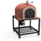 MOVELAR - Four à Bois Extérieur VESUVIUS (Bordeaux - 120 x 120 x 165 cm) - Four de construction extérieur, isolé avec liège, cuisson bois, 3 couvercles en céramique