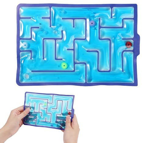 lasuroa Jouets Sensoriels Gel Maze, Labyrinthe en Marbre Rempli de Liquide Jouet de Relaxation Amusant Jouet Tactile pour Autisme Jouets Fidget Jouet à Presser pour Enfants Autistes (Bleu)