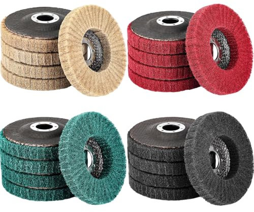 Dansib 20 Pcs 4.5 x 7/8 Nylon Fiber Flap Disc Polishing Grinding Wheel, 120/180/320/800 Grit Scouring Pad Buffing Wheel for Angle Grinder Polishing Tools Rust Paint Remover Scratch Prep Sanding Disc