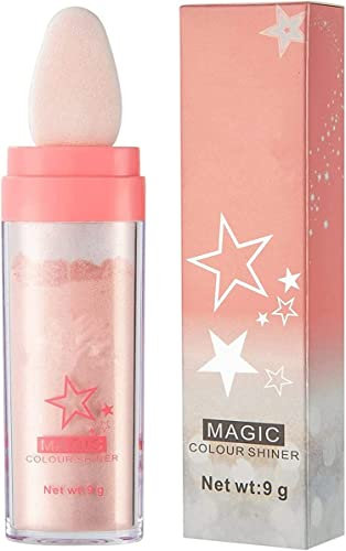 Fairy Highlighter Powder Body Highlighter, Body Glitter Powder Stick, Körper-Glitzer-Puder-Stick, Magic Colour Shiner Powder for Face/Arms/Collarbones/Legs, Waterproof (Pink, 9g)
