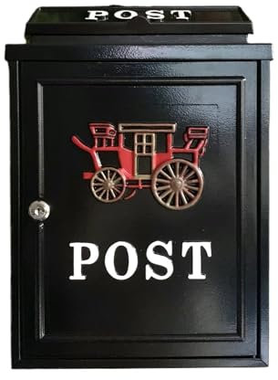HWJFDC Briefkasten Villa-Briefkasten, regenfest, altmodischer englischer Villa-Briefkasten, Außenbriefkasten, kreativer Briefkasten, Posteingang(Red Carriage Stock)