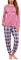 Leversic Ensemble de Pyjama Femme Hiver Coton 2 Pièces - Vêtements de Nuit Haut Manche Longue Bas à Carreaux Rose S