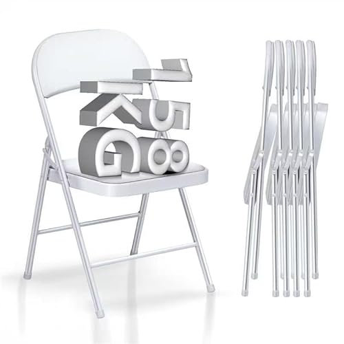Klappstuhl 6er Set, Klappstühle Gepolstert, Klappstuhl bis 158KG Gepolstert mit Starker Stahlrahmen, Faltbarer Klappstühle Platzsparender Schreibtischstuhl für Haus Büro Garten Balkon Party(Weiß)