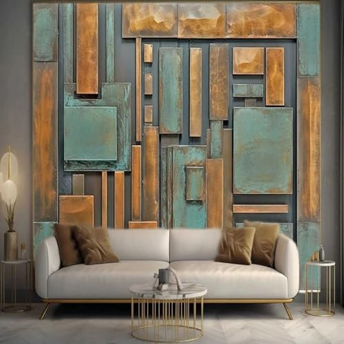 Kitquiver 3D Geometric Space Wall Mural Wallpaper 3D Craft Style Pattern Removable Wall Poster Background Decorative Wall Decal Wall Art for Living Room Bedroom 350x245cm