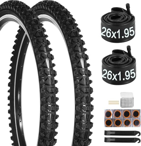yeesport 26 Zoll Fahrradreifen Set, 2 Stück 26 x 1.95 Fahrradmantel Mit Schlauch 1.75-2.125 AV 32 mm, MTB Reifen 50-559, Für Mountainbike, Cruiser, Citybike