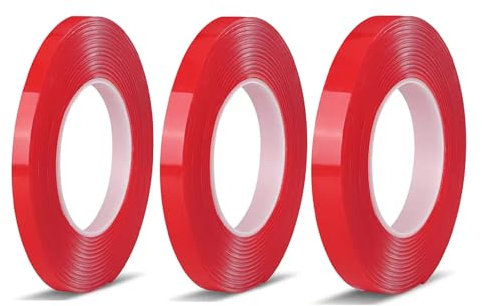 TZMFHD Double Sided Tape Craft, 3 Rolls Double Sided Tape, Double Sided Sticky Tape, Suitable For Kitchen, Office, Party Extra Strong Double Sided Tape (3mm, 6mm, 10mm)