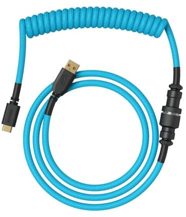 Glorious Gaming Premium Coiled Keyboard Cable - Gold-Plated USB-A (PC) to USB-C (Keyboard), Tangle-Free Protection, Double Braided Jacket, 5-Pin Aviator Connector - Electric Blue