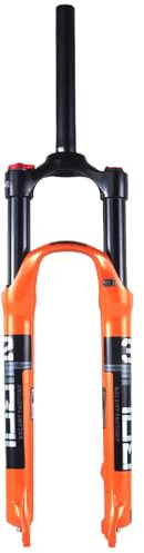 MREGLHUI Fourche À Suspension VTT, Amortisseur À Air Comprimé en Alliage D'aluminium,Fourche Avant De VTT XC - Débattement De 100 Mm,QR 9 Mm,Tube Droit De 28,6 Mm,Verrouillage Manuel,Orange,29in