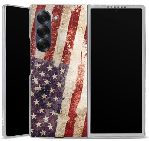 DeinDesign Hard Case kompatibel mit Samsung Galaxy Z Fold 6 Schutzhülle transparent Smartphone Handy Hülle USA Flagge Amerika