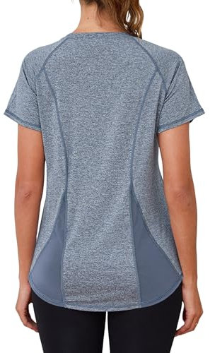 Terecey Sport Tshirt Damen, Sportshirt Kurzarmshirt WorkoutTops Funktionsshirt Atmungsaktiv Laufshirt Fitness für Lässig Laufen Yoga Gym - L