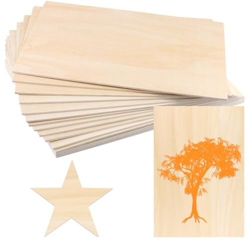 SOUJAP 15 PCS A4 Plywood Sheets, 3mm Unfinished Basswood Sheet, 210x297mm Thin Wood Boards for DIY Craft Painting