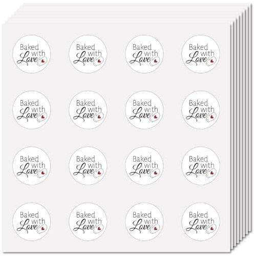 CREATCABIN 128 Stück Mit Liebe Gebacken Aufkleber Selbstklebend Wasserfest Kunststoff Rund Punktaufkleber In Großen Mengen Verpacken Gebackenen Keksen Verpacken Wasserflaschen Dekoration Basteln 2.5cm