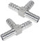 Lot de 2 raccords de tuyau cannelés en forme de T en acier inoxydable de 15 mm pour carburant, gaz, eau, air