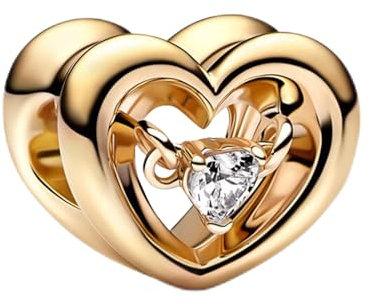 YUMINN Sparkling Heart to Heart Charms 925 Sterling Silber für Armbänder und Halsketten Anhänger Perlen Valentinstag Muttertag Schmuck Geschenke für Frauen