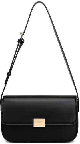 David Jones - Kleine Umhängetasche Damen - Schultertasche Feste PU-Leder - Handtasche mit Klappe - Tasche für Stadt Abend Shopping Telefon - Modisch Elegant Crossbody Bag - Schwarz