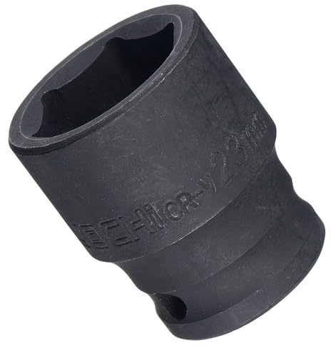 TA-VIGOR 6-Point Impact Socket, 1/2-Inch Drive 23mm Spindle Axle Nut Socket Driver, Durable CR-V Steel 40mm Length Nut Impact Socket for Auto Repair Easy Removal, Shallow Metric Sizes