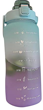 Generisch 2L Sport Trinkflasche Mit Motivations-Zeitmarker & Strohhalm | Bpa-Frei Pc+Pp+Silikon | Fitness Radfahren Büro Blue