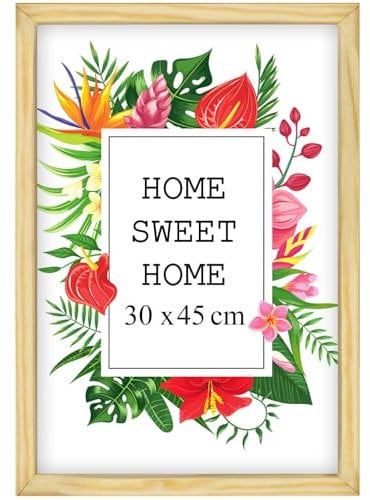 MG Design Natural Bilderrahmen 30 x 45 cm – Aus echtem Holz mit Acrylglas, zum Aufhängen & Aufstellen, für Fotos, Poster & Puzzle