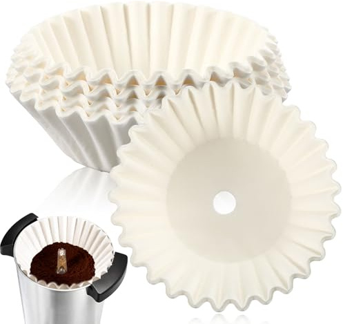 Feifeiya 100 Pcs Pre-Punched Holes Coffee Filters for 100 Cup Coffee Urn Brewing Basket & Hot Beverage Dispenser 9.8 x 4.3 Inch Disposable Natural Wood Pulp Paper Filters with Tall-Sided Design