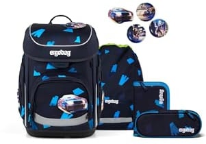 ergobag Schulranzen-Set cubo Set VerfolgBärjagd - Dunkelblau | Ergonomischer Schulranzen klassisch 5-teilig für die 1. Klasse der Grundschule
