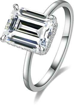 Skcess Platin Ring, Ring für Freundin 10X8mm Moissanit Weiß 4ct Moissanit Größe 62 (19.7)
