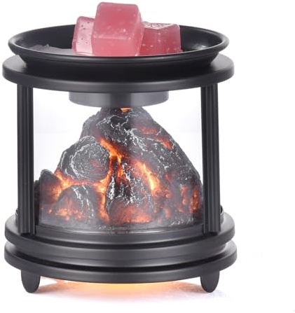 Wax Lume Fireplace Electric Wax Melt Warmer, 3-in-1 Candle Lamp with Simulated Flame, Oil Burner for Essential Oils, Home Decor Tabletop Wax Burner