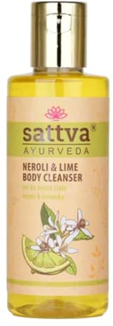 Sattva Ayurveda Duschgel Neroli & Limette – Mildes Naturkosmetik Duschgel mit Pflanzlichen Tensiden, Aloe Vera & Pflegeölen – Frischer Zitrusduft mit Ätherischen Ölen – Ohne SLS/SLES – 210 ml