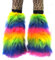 Insanity Neon UV Rainbow Multi Fluffy Legwarmers-Boot Covers. One Size Fits Most
