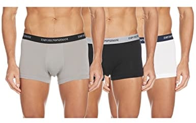Emporio Armani Men's Cc717-111357 Trunk Pack of 3 , Multicolor (White/Black/Grey 02910), M UK