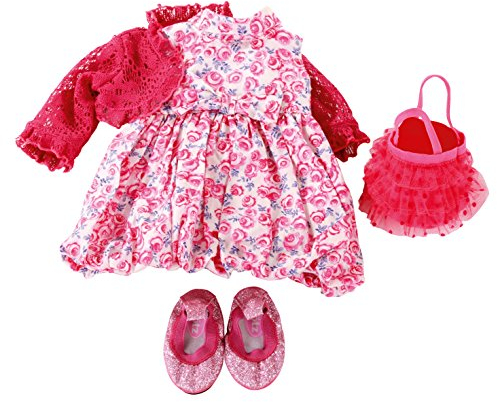 Götz 3402294 Kombination Roses mit Blumendruck - Rosalie Puppenbekleidung Gr. XL - 5-teiliges Bekleidungs- u. Zubehörset für Stehpuppen von 45 - 50 cm