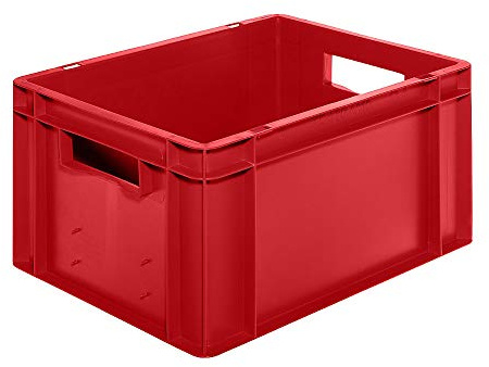 Certeo Euro-Format-Stapelbehälter, Wände und Boden geschlossen - LxBxH 400 x 300 x 210 mm - Rot, VE 5 Stk - Euronorm Stapelkasten