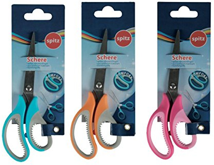3x Schere mit Komfortgriffen / Länge 15 cm / 3 Farben