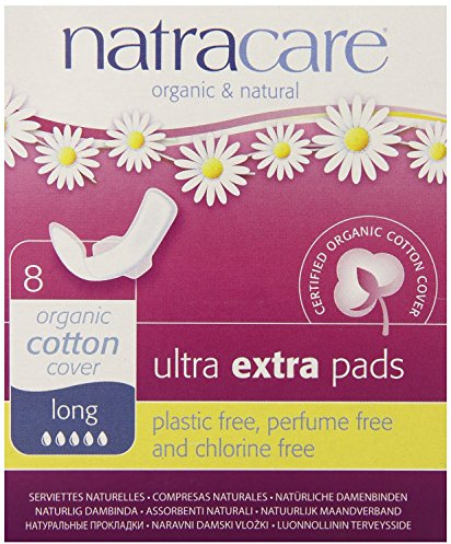 Natracare Bio-Baumwolle Extrem Extra Lange Pads Mit Flügeln 8 Pro Packung (Packung mit 6)