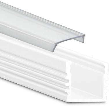INNOVATE 2m LED Schiene - Aluminium Profil - Aluprofil für LED Stripes/Streifen - LED Kanal - ALU Leiste (Alu Profil weiss inkl. klarer Abdeckung für LED Stripe)