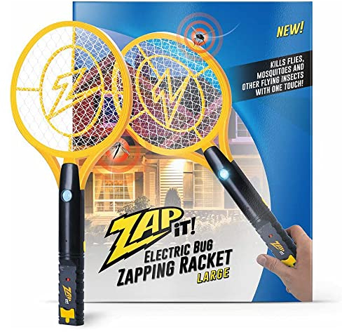 ZAP IT!! Exterminador eléctrico de Insectos Raqueta eléctrica exterminadora de Insectos, matamoscas y matamosquitos - Carga USB de 4000 voltios, Luz LED superbrillante para Golpear en la Oscuridad