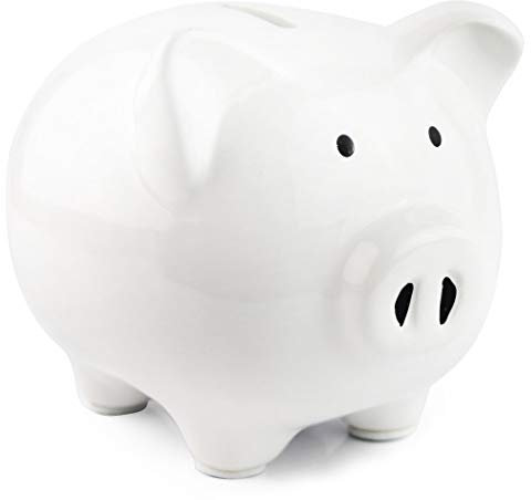 KNRAGHO Tirelire Cochon, géante, XXL, Tirelire Originale, Tirelire à casser, rigolote, Rose, Argent, Monnaie, Tirelire en céramique, avec Marteau et enclos en Bois (blanc2)