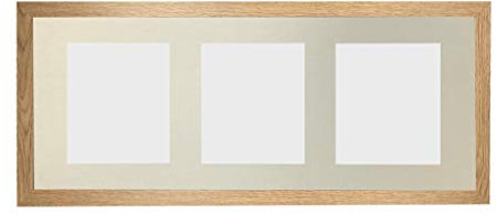 H7 Oak Picture Photo Frame with Ivory 7 x 5 Inch Three Aperture Long Mount
