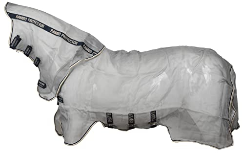 Horseware Rambo Protector Fliegendecke, Schutzdecke für Pferde, Silber/Navy, Polyester, Größe 145