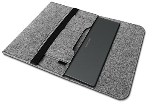 NAUC Sleeve Hülle kompatibel für Medion Akoya S15449 Notebook Tasche Laptop Cover strapazierfähiger Filz mit Innentaschen und sicherem Verschluss, Farbe:Grau