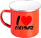Shirtinstyle Emaille Kaffeepott Tasse I Love Chemnitz, Kaffeetasse Becher Retro Camping, Farbe Rot
