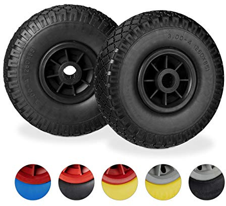 Roue de brouette, lot de 8, caoutchouc, 3.00-4, roue de rechange, pour axe de 25 mm, 260x85 mm, noir