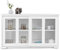 DREAMADE Sideboard, Küchenschrank mit Glastüren, Beistellschrank aus Holz, Aufbewahrungsschrank Stabil, Wohnzimmerschrank mit Großer Kapazität, Küchenregal für Küchen & Wohnzimmer (Milchweiß)
